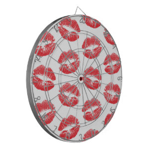 Rode lippen, patroon van lippen, rode lippenstift, dartbord