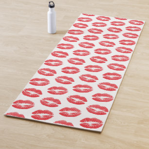 Rode lippen, patroon van lippen, rode lippenstift, yogamat