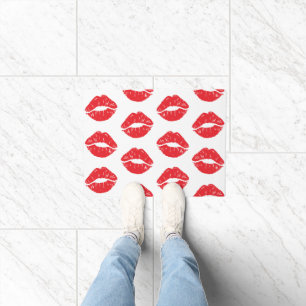 Rode lippen, rode lippenstift, kus, patroon van li deurmat