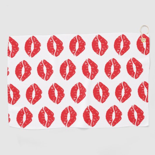 Rode lippen, rode lippenstift, kus, patroon van li golfhanddoek (Horizontaal)