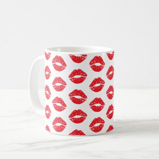Rode lippen, rode lippenstift, kus, patroon van li koffiemok (Voorkant links)