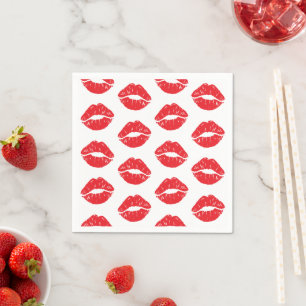 Rode lippen, rode lippenstift, kus, patroon van li servet