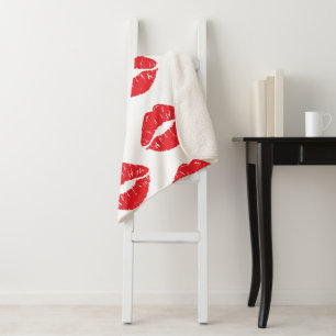 Rode lippen, rode lippenstift, kus, patroon van li sherpa deken