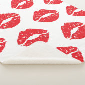 Rode lippen, rode lippenstift, kus, patroon van li sherpa deken (3/4)