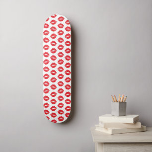 Rode lippen, rode lippenstift, kus, patroon van li skateboard