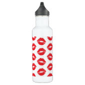 Rode lippen, rode lippenstift, kus, patroon van li waterfles  (Rechts)