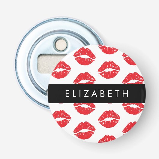 rode lippen, rode lippenstift, lippatroon, Jouw na Button Flesopener (Voorkant)