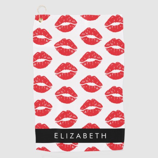 rode lippen, rode lippenstift, lippatroon, Jouw na Golfhanddoek (Voorkant)