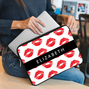 rode lippen, rode lippenstift, lippatroon, Jouw na Laptop Sleeve