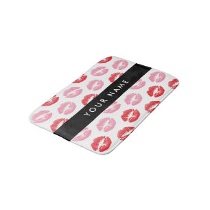 Rode lippen, roze lippen, kus, Jouw naam, personal Badmat