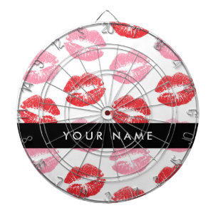 Rode lippen, roze lippen, kus, Jouw naam, personal Dartbord