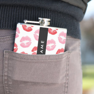 Rode lippen, roze lippen, kus, Jouw naam, personal Heupfles