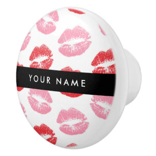 Rode lippen, roze lippen, kus, Jouw naam, personal Keramische Knop