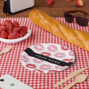 Rode lippen, roze lippen, kus, Jouw naam, personal Papieren Bordje