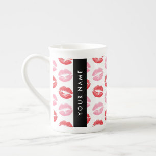 Rode lippen, roze lippen, kus, Jouw naam, personal Porselein Kop