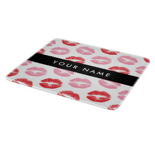Rode lippen, roze lippen, kus, Jouw naam, personal Snijplank