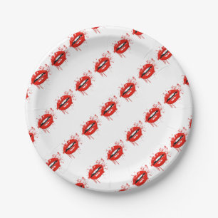 Rode lippen schoonheidsmake-up kus glamour papieren bordje