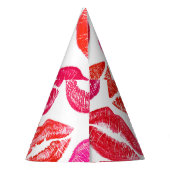 Rode lippen set, witte achtergrond. feesthoedjes (Achterkant)