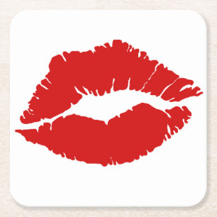 "Rode Lippen" Vierkante Kartonnen Onderzetter
