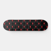 Rode Lippen Zwart en Wit Grid Retro Vibes Skateboard (Horizontaal)