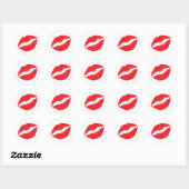 Rode Lippenstift Afdruk Ronde Sticker (Vel)