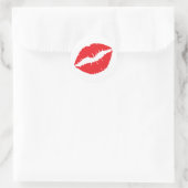 Rode Lippenstift Afdruk Ronde Sticker (Tas)