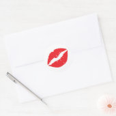 Rode Lippenstift Afdruk Ronde Sticker (Envelop)