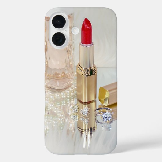 rode lippenstift en sieraden op spiegel Case-Mate iPhone case (Achterkant)