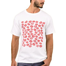 Rode lippenstift kuspatroon T-shirt, Valentijnsdag