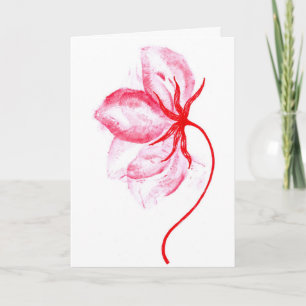 Rode lippenstift kussen bloem romantische wenskaar kaart