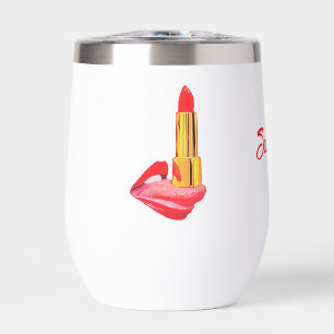Rode lippenstift op de tong zwart met aangepaste n