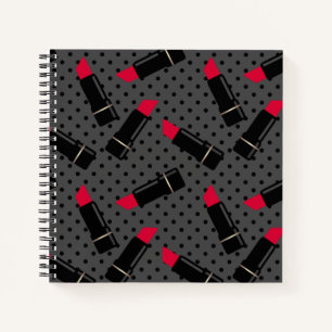 Rode lippenstift, retro notitieboek