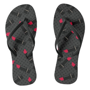 Rode lippenstift, retro teenslippers