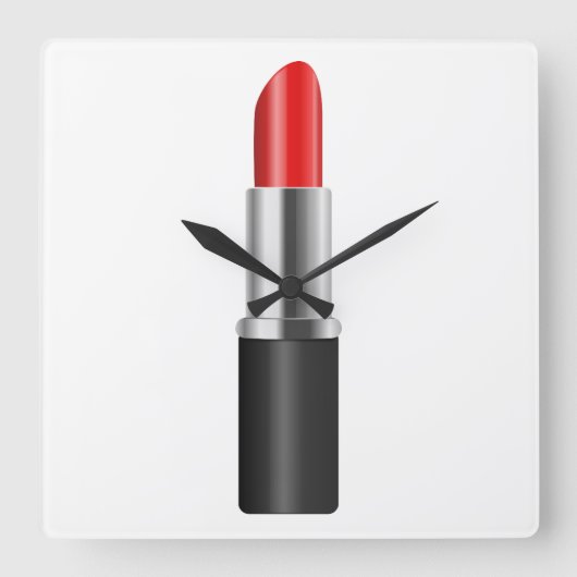 Rode lippenstift. vierkante klok (Voorkant)