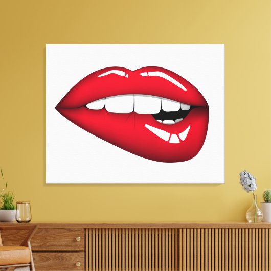 Rode Lips 2 Canvas Afdruk (Insitu (Woonkamer))