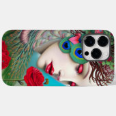 Rode lips en Rozen Peacock Abstract Case-Mate iPhone Case (Achterkant (horizontaal))