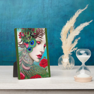 Rode lips en Rozen Peacock Abstract Fotoplaat