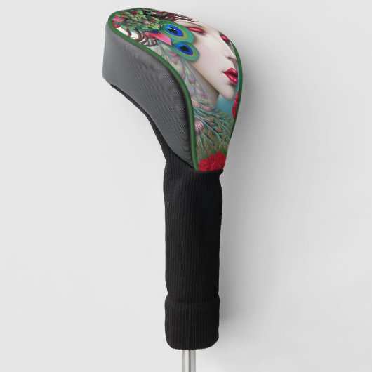 Rode lips en Rozen Peacock Abstract Golfheadcover (Schuin)