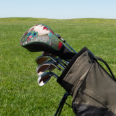 Rode lips en Rozen Peacock Abstract Golfheadcover (Insitu)