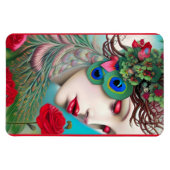 Rode lips en Rozen Peacock Abstract Magneet (Horizontaal)