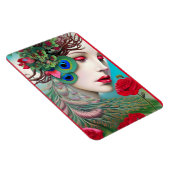 Rode lips en Rozen Peacock Abstract Magneet (Rechterzijde)