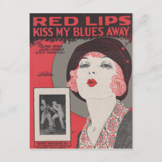 RODE LIPS KRIJGT MIJN BLAUW WEG BRIEFKAART