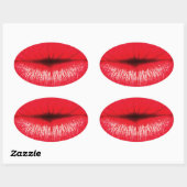 Rode lips lippenstift pop kunst kus ovale sticker (Vel)