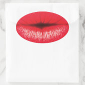 Rode lips lippenstift pop kunst kus ovale sticker (Tas)