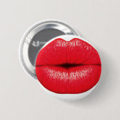 Rode lips lippenstift pop kunst kus ronde button 5,7 cm (Voorkant /achterkant)