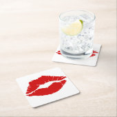"Rode lips" Vierkante Kartonnen Onderzetter (Insitu)