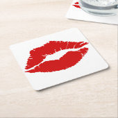 "Rode lips" Vierkante Kartonnen Onderzetter (Schuin)