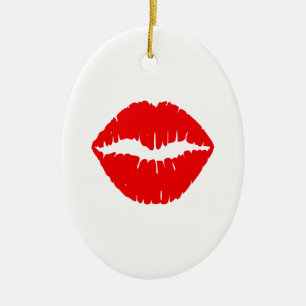 Rode lipstick keramisch ornament