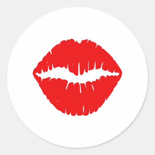 Rode lipstick ronde sticker (Voorkant)
