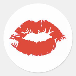 Rode lipstick ronde sticker